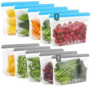 10Pack Reusable Quart Freezer Bags, Food Storage Bags Stand Up 10Pack Reusable Quart Freezer Bags, Food Storage Bags Stand Up