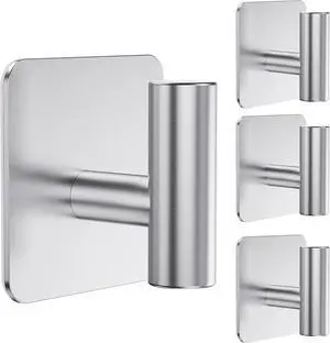 4 Pack Large Heavy Duty Wall Hooks - 26lb Max, Stainless Steel Adhesive Towel Hook, Shower Hooks for Hanging Towel, Coat, Robe, Wall Hook for Use in Bathroom, Kitchen and Door 4 Pack Large Heavy Duty Wall Hooks - 26lb Max, Stainless Steel Adhesive Towel Hook, Shower Hooks for Hanging Towel, Coat, Robe, Wall Hook for Use in Bathroom, Kitchen and Door