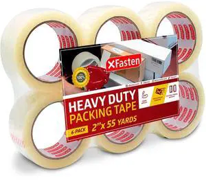Heavy Duty Clear Packing Tape, 2-Inch x 55-Yard, Pack of 6 UV Resistant | Clear Mailing Tape Compliant to US Postal Mailing Regulations Heavy Duty Clear Packing Tape, 2-Inch x 55-Yard, Pack of 6 UV Resistant | Clear Mailing Tape Compliant to US Postal Mailing Regulations
