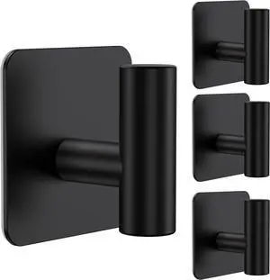 4 Pack Large Heavy Duty Wall Hooks - 26lb Max, Stainless Steel Adhesive Towel Hook, Shower Hooks for Hanging Towel, Coat, Robe, Wall Hook for Use in Bathroom, Kitchen and Door, Matte Black 4 Pack Large Heavy Duty Wall Hooks - 26lb Max, Stainless Steel Adhesive Towel Hook, Shower Hooks for Hanging Towel, Coat, Robe, Wall Hook for Use in Bathroom, Kitchen and Door, Matte Black