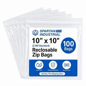 10 X 10 (100 Count) 2 Mil Clear Reclosable Zip Plastic Poly Bags with Resealable Lock Seal Zipper 10 X 10 (100 Count) 2 Mil Clear Reclosable Zip Plastic Poly Bags with Resealable Lock Seal Zipper