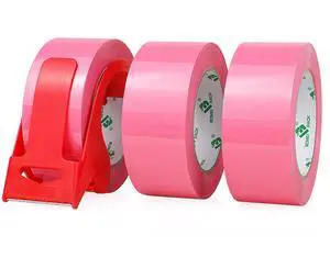 Pink Packing Tape with Dispenser, 2.4 Mil 1.88 Inch x 110 Yards, 3 Refills Rolls Color Box Tape for Moving, Shipping and Packaging Pink Packing Tape with Dispenser, 2.4 Mil 1.88 Inch x 110 Yards, 3 Refills Rolls Color Box Tape for Moving, Shipping and Packaging
