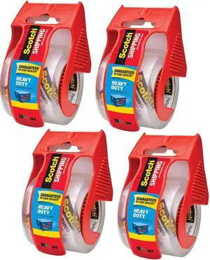 Heavy Duty Shipping Packaging Clear Tape FPMJY, 1" Core, 1.88" x 22.2 Yard, Red Dispenser, 4-Pack Heavy Duty Shipping Packaging Clear Tape FPMJY, 1" Core, 1.88" x 22.2 Yard, Red Dispenser, 4-Pack