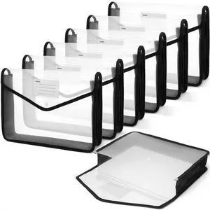 7 PCS Plastic Expanding File Folder Black Transparent Envelopes with Snap Closure File Folder Organizer Holder Large Capacity A4/Letter Size Organizer for School Office Home Storage 7 PCS Plastic Expanding File Folder Black Transparent Envelopes with Snap Closure File Folder Organizer Holder Large Capacity A4/Letter Size Organizer for School Office Home Storage