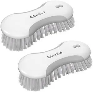 Multi-Purpose Scrub Brush of 2 Pack, Stiff Bristles Cleaning Brush with Non-Slip Grip Heavy Duty Scrub Brushes for Cleaning Bathroom Kitchen Tile Bathtub Sink, Grey Multi-Purpose Scrub Brush of 2 Pack, Stiff Bristles Cleaning Brush with Non-Slip Grip Heavy Duty Scrub Brushes for Cleaning Bathroom Kitchen Tile Bathtub Sink, Grey