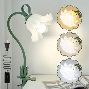 Clip on Light Flower Desk Lamp, LED Reading Light 3 Color Modes Eye-Caring Book Light Flexible Gooseneck Bedside Clip on Lamp for Desk Piano Office Bed Headboard Dorm (Green Lamp) Clip on Light Flower Desk Lamp, LED Reading Light 3 Color Modes Eye-Caring Book Light Flexible Gooseneck Bedside Clip on Lamp for Desk Piano Office Bed Headboard Dorm (Green Lamp)