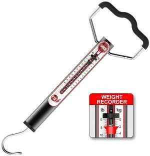 20 LB / 50 LB Aluminum Tube Spring Fish Scale with Peak Weight Marker & Zero Reset, Mechanical Fishing Weighing Gauge with Hook, Non-Digital Hand Held Pull Weigher, Hanging Drag Scale 20 LB / 50 LB Aluminum Tube Spring Fish Scale with Peak Weight Marker & Zero Reset, Mechanical Fishing Weighing Gauge with Hook, Non-Digital Hand Held Pull Weigher, Hanging Drag Scale