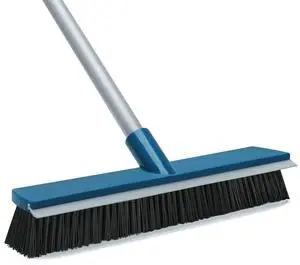 16-Inch Push Broom Outdoor with Rubber Squeegee and 58" Long Handle, 2 in 1 Commercial Broom Brush with Stiff Bristles for Deck Patio Garage Warehouse Driveway Concrete Floor Cleaning Scrubbing 16-Inch Push Broom Outdoor with Rubber Squeegee and 58" Long Handle, 2 in 1 Commercial Broom Brush with Stiff Bristles for Deck Patio Garage Warehouse Driveway Concrete Floor Cleaning Scrubbing