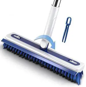 4-in-1 Floor Scrub Brush with Long Handle V-Shaped Crevice Brush Floor Scrubber Mop with Squeegee and Tweezer for Cleaning Gap Tile Bathroom Kitchen Patio Deck Garage 4-in-1 Floor Scrub Brush with Long Handle V-Shaped Crevice Brush Floor Scrubber Mop with Squeegee and Tweezer for Cleaning Gap Tile Bathroom Kitchen Patio Deck Garage