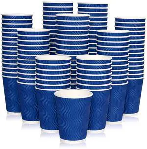 120 Pack 12 oz Paper Coffee Cups, Blue Disposable Beverage Cups with Insulated Ripple Wall for Hot or Cold Drinks 120 Pack 12 oz Paper Coffee Cups, Blue Disposable Beverage Cups with Insulated Ripple Wall for Hot or Cold Drinks