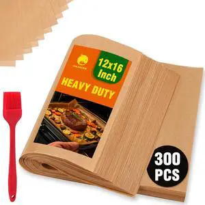 300 PCS Parchment Paper Sheets - OAMCEG 12x16 Inch No Chemical Non-Stick Unbleached Pre-Cut Parchment Paper with a Silicone Brush, for Baking Grilling Air Fryer Steaming Bread Cup Cake Cookie 300 PCS Parchment Paper Sheets - OAMCEG 12x16 Inch No Chemical Non-Stick Unbleached Pre-Cut Parchment Paper with a Silicone Brush, for Baking Grilling Air Fryer Steaming Bread Cup Cake Cookie