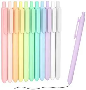Retractable Pastel Gel Ink Pens, 11 Pack Black Ink Pens, Cute Pens 0.5mm Fine Point for Writing Journaling Taking Notes School Office Home Retractable Pastel Gel Ink Pens, 11 Pack Black Ink Pens, Cute Pens 0.5mm Fine Point for Writing Journaling Taking Notes School Office Home