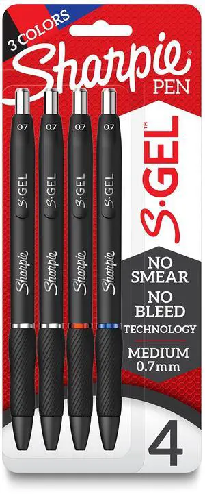 S-Gel Gel Pens, Black Barrel, Medium Point (0.7mm), Assorted Ink Colors, 4 Count - Writing, Note-Taking, Journaling, School Supplies S-Gel Gel Pens, Black Barrel, Medium Point (0.7mm), Assorted Ink Colors, 4 Count - Writing, Note-Taking, Journaling, School Supplies