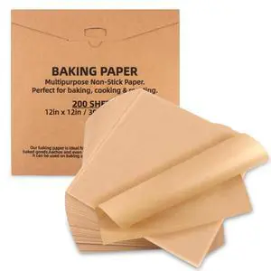 200 Pcs 12x12 Inch Parchment Paper Sheets, Precut Unbleached Baking Paper, Non-Stick & Greaseproof Square Liners for Pizza Pan, Tortilla Press, Baking - Natural Brown 200 Pcs 12x12 Inch Parchment Paper Sheets, Precut Unbleached Baking Paper, Non-Stick & Greaseproof Square Liners for Pizza Pan, Tortilla Press, Baking - Natural Brown