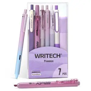 Gel Pens Journaling Highlighters: Journal Set Aesthetic Assorted Pastel Color Ink 0.5mm Fine Point Retractable 0.7mm Black Pen Smooth Writing Drawing No Bleed 7ct (Purple) Gel Pens Journaling Highlighters: Journal Set Aesthetic Assorted Pastel Color Ink 0.5mm Fine Point Retractable 0.7mm Black Pen Smooth Writing Drawing No Bleed 7ct (Purple)