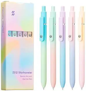 5PCS Retractable Gel Pens Set, Quick Dry Black Ink Fine Point Soft Touch Roller Ball Gel Ink Pen for Smooth Writing (Aurora Color) 5PCS Retractable Gel Pens Set, Quick Dry Black Ink Fine Point Soft Touch Roller Ball Gel Ink Pen for Smooth Writing (Aurora Color)