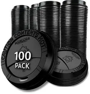 Pack Of 100, Black Disposable Coffee Cup Lids, Coffee Lids 10 oz 12 oz 16 oz 20 oz, Leak-Proof Plastic Coffee Lid, Heat-Resistant & Strong Hot Cup Lids For Everyday Convenience Pack Of 100, Black Disposable Coffee Cup Lids, Coffee Lids 10 oz 12 oz 16 oz 20 oz, Leak-Proof Plastic Coffee Lid, Heat-Resistant & Strong Hot Cup Lids For Everyday Convenience