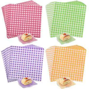 Baking Parchment Paper for Food Wrap 7 * 7 Inch, 100 Sheets Waxed Deli Papers for Cookie Burger Donuts Food Basket Liners, Gingham Pattern 4 Colors Combo Baking Parchment Paper for Food Wrap 7 * 7 Inch, 100 Sheets Waxed Deli Papers for Cookie Burger Donuts Food Basket Liners, Gingham Pattern 4 Colors Combo