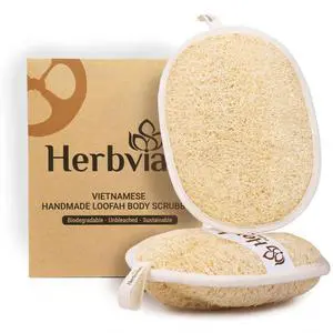 Vietnamese Natural Loofah Exfoliating Body Scrubber Pads, 100% Plant-Based Shower Luffa Sponge, Bath Loofah for Women Men (2, Pack of 2) Vietnamese Natural Loofah Exfoliating Body Scrubber Pads, 100% Plant-Based Shower Luffa Sponge, Bath Loofah for Women Men (2, Pack of 2)