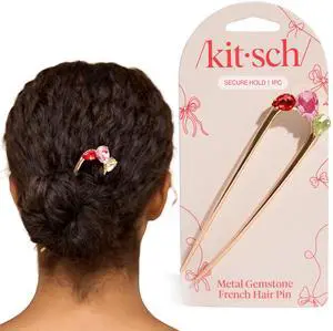 French Hair Pin for Women Gold Hair Accessories with Gemstone Accents, Lightweight Metal Hair Stick for Effortless Updos, Twists & Buns French Hair Pin for Women Gold Hair Accessories with Gemstone Accents, Lightweight Metal Hair Stick for Effortless Updos, Twists & Buns