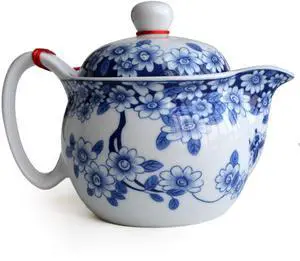 Small Teapot 12oz Blue White Porcelain Tea Pot with Stainless Filter Infuser for Loose Tea (pot flowers Beautify) Small Teapot 12oz Blue White Porcelain Tea Pot with Stainless Filter Infuser for Loose Tea (pot flowers Beautify)