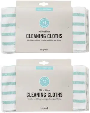 Microfiber Cleaning Cloths, Ultra-Absorbent, Lint-Free Cleaning Towels for Home & Kitchen, Teal Stripes, 11 Inches, 24 Count Microfiber Cleaning Cloths, Ultra-Absorbent, Lint-Free Cleaning Towels for Home & Kitchen, Teal Stripes, 11 Inches, 24 Count
