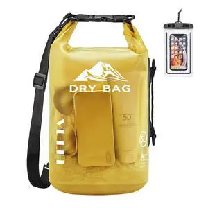 Dry Bag Waterproof for Women Men, Roll Top Lightweight Dry Storage Bag Backpack with Phone Case for Travel Swimming Boating Kayaking Paddle Board Camping Beach Accessories (Yellow, 5L) Dry Bag Waterproof for Women Men, Roll Top Lightweight Dry Storage Bag Backpack with Phone Case for Travel Swimming Boating Kayaking Paddle Board Camping Beach Accessories (Yellow, 5L)