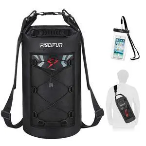 Dry Bag, Waterproof Floating Backpack 10L with Waterproof Phone Case for Boating, Kayaking, Fishing, Black 10L Dry Bag, Waterproof Floating Backpack 10L with Waterproof Phone Case for Boating, Kayaking, Fishing, Black 10L