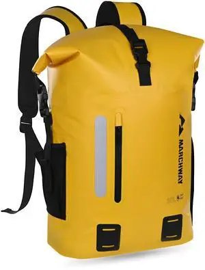 Roll Top Waterproof Backpack, Floating Dry Bag 20L/30L/45L with Ergonomic Rectangular Base, Cushioned Back, Hip Strap for Hiking Camping Kayaking Travel (Yellow, 20L) Roll Top Waterproof Backpack, Floating Dry Bag 20L/30L/45L with Ergonomic Rectangular Base, Cushioned Back, Hip Strap for Hiking Camping Kayaking Travel (Yellow, 20L)
