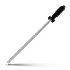 12-Inch Knife Sharpening Rod, Fine Carbon Honing Steel, Black Handle 12-Inch Knife Sharpening Rod, Fine Carbon Honing Steel, Black Handle