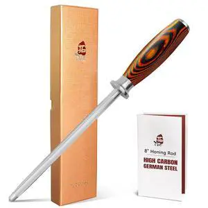 Honing Rod, Sharpening Steel with Larger Diameter for Kitchen Knife Daily Honing Maintenance, High Carbon Steel 8" Knife Sharpener Rod, Ergonomic Handle Honing Rod, Sharpening Steel with Larger Diameter for Kitchen Knife Daily Honing Maintenance, High Carbon Steel 8" Knife Sharpener Rod, Ergonomic Handle