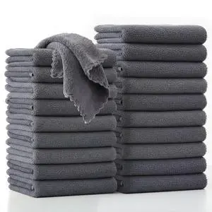 20 Pack Kitchen Towels and Dishcloths Sets, 12 X 12 Inches, Absorbent Dish Towels for Kitchen, Microfiber Cleaning Cloth, Dish Cloths for Washing Dishes (Dark Gray) 20 Pack Kitchen Towels and Dishcloths Sets, 12 X 12 Inches, Absorbent Dish Towels for Kitchen, Microfiber Cleaning Cloth, Dish Cloths for Washing Dishes (Dark Gray)