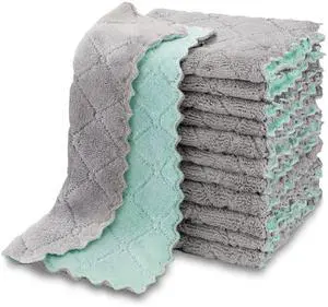 Kitchen Dishcloths, 12 PK Absorbent Dish Towels Coral Fleece 6"x10.4" Kitchen Dishcloths, 12 PK Absorbent Dish Towels Coral Fleece 6"x10.4"