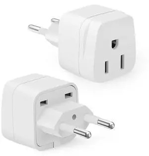 European Travel Plug Adapter, 2 Pack, Type C, US to Europe Plug Adapter European Travel Plug Adapter, 2 Pack, Type C, US to Europe Plug Adapter
