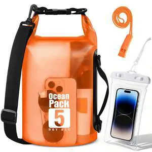 Dry Bag Waterproof for Men Women - 5L Lightweight Roll Top Dry Sack with Waterproof Phone Case and Emergency Whistle, for Kayaking Swimming Boating Paddle Board Fishing Beach Hiking Camping Dry Bag Waterproof for Men Women - 5L Lightweight Roll Top Dry Sack with Waterproof Phone Case and Emergency Whistle, for Kayaking Swimming Boating Paddle Board Fishing Beach Hiking Camping