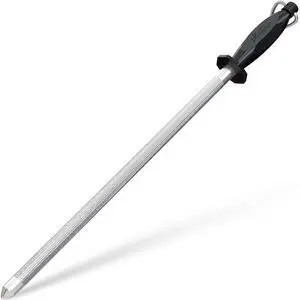 Knife Sharpener Rod 12 Inch, Professional Honing Rod for Knife Sharpening with Hanging Hook, Black Knife Sharpener Rod 12 Inch, Professional Honing Rod for Knife Sharpening with Hanging Hook, Black