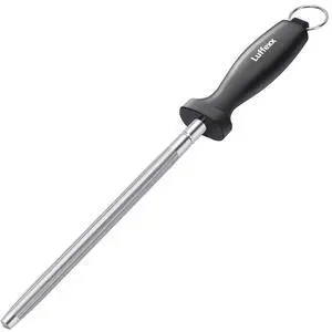 Professional 12-Inch Knife Sharpening Rod, High-Carbon honing rod to Sharpen the Knife Quickly, Perfect Knife Sharpener for Chefs and Home Cooks, Easy to Use & Sturdy Professional 12-Inch Knife Sharpening Rod, High-Carbon honing rod to Sharpen the Knife Quickly, Perfect Knife Sharpener for Chefs and Home Cooks, Easy to Use & Sturdy