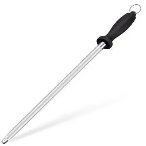 Kitchen Knife Sharpener Rod-12 Inches Professional Carbon Steel Knife Sharpening Honing Rod with Hanging Holes for Household, Chef, Hunting Sporting and Pocketknives, 17" Overall Kitchen Knife Sharpener Rod-12 Inches Professional Carbon Steel Knife Sharpening Honing Rod with Hanging Holes for Household, Chef, Hunting Sporting and Pocketknives, 17" Overall
