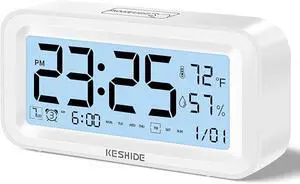 Night Light Digital Alarm Clock Battery Operated with Indoor Temperature Humidity, Desk Small Clock,Snooze Model,12/24H Display for Bedrooms Heavy Sleepers Kids Travel Bathroom (White) Night Light Digital Alarm Clock Battery Operated with Indoor Temperature Humidity, Desk Small Clock,Snooze Model,12/24H Display for Bedrooms Heavy Sleepers Kids Travel Bathroom (White)