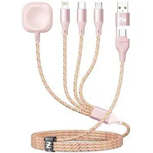 Multi Charging Cable for Apple Watch Charger 4ft, 4 in 1 Charging Cable Nylon Braided Lightning Type C USB Cord iWatch Wireless Charger Universal for Apple iPhone Android Phone and iWatch Multi Charging Cable for Apple Watch Charger 4ft, 4 in 1 Charging Cable Nylon Braided Lightning Type C USB Cord iWatch Wireless Charger Universal for Apple iPhone Android Phone and iWatch