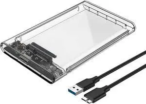 2.5 Inch External Hard Drive Enclosure, SATA to USB 3.1 Tool-Free Clear for 2.5 Inch SSD & HDD 9.5mm 7mm External Hard Drive Case SSD Max 2TB Supports UASP SATA 2.5 Inch External Hard Drive Enclosure, SATA to USB 3.1 Tool-Free Clear for 2.5 Inch SSD & HDD 9.5mm 7mm External Hard Drive Case SSD Max 2TB Supports UASP SATA