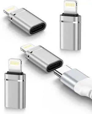 USB C to Lightning Adapter 4Pack, Type-C Female to iPhone Male Converter | USBC to iPhone Charger Dongle for Apple 14 Pro Max 13 12 11 XS XR 8 Plus, iPad/iPod/AirPods -Charging Only, Not for Audio/OTG USB C to Lightning Adapter 4Pack, Type-C Female to iPhone Male Converter | USBC to iPhone Charger Dongle for Apple 14 Pro Max 13 12 11 XS XR 8 Plus, iPad/iPod/AirPods -Charging Only, Not for Audio/OTG