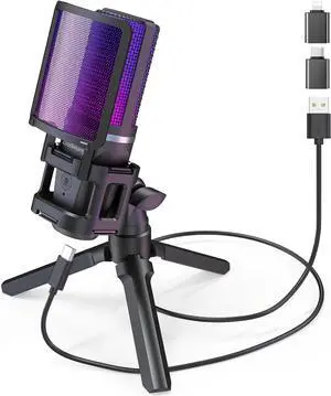 Gaming USB Microphone for PC Mac iPhone & Android, Podcast Mic with Noise Cancellation, Touch Mute, RGB Light, Volume & Monitor Control, for Streaming Podcasting ASMR TikTok Discord YouTube Gaming USB Microphone for PC Mac iPhone & Android, Podcast Mic with Noise Cancellation, Touch Mute, RGB Light, Volume & Monitor Control, for Streaming Podcasting ASMR TikTok Discord YouTube