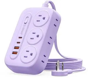 Surge Protector Power Strip, PD20W Multiple Outlets Extension Cord with 6 AC Outlets and 4 USB Charging Ports (2 USB-C), 45° Flat Plug, 5 Ft Mountable Outlet Extender for Home/Office/Dorm - OG Surge Protector Power Strip, PD20W Multiple Outlets Extension Cord with 6 AC Outlets and 4 USB Charging Ports (2 USB-C), 45° Flat Plug, 5 Ft Mountable Outlet Extender for Home/Office/Dorm - OG