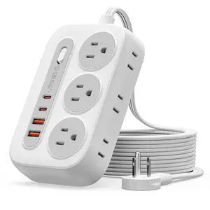 Surge Protector Power Strip, PD20W Multiple Outlets Extension Cord with 6 AC Outlets and 4 USB Charging Ports (2 USB-C), 45° Flat Plug, 10 Ft Mountable Outlet Extender for Home/Office/Dorm - OG Surge Protector Power Strip, PD20W Multiple Outlets Extension Cord with 6 AC Outlets and 4 USB Charging Ports (2 USB-C), 45° Flat Plug, 10 Ft Mountable Outlet Extender for Home/Office/Dorm - OG