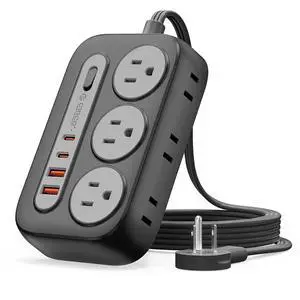 Surge Protector Power Strip, PD20W Multiple Outlets Extension Cord with 6 AC Outlets and 4 USB Charging Ports (2 USB-C), 45° Flat Plug, 5 Ft Mountable Outlet Extender for Home/Office/Dorm - OG Surge Protector Power Strip, PD20W Multiple Outlets Extension Cord with 6 AC Outlets and 4 USB Charging Ports (2 USB-C), 45° Flat Plug, 5 Ft Mountable Outlet Extender for Home/Office/Dorm - OG