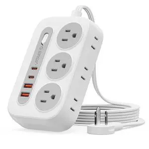 Surge Protector Power Strip, PD20W Multiple Outlets Extension Cord with 6 AC Outlets and 4 USB Charging Ports (2 USB-C), 45° Flat Plug, 5 Ft Mountable Outlet Extender for Home/Office/Dorm - OG Surge Protector Power Strip, PD20W Multiple Outlets Extension Cord with 6 AC Outlets and 4 USB Charging Ports (2 USB-C), 45° Flat Plug, 5 Ft Mountable Outlet Extender for Home/Office/Dorm - OG
