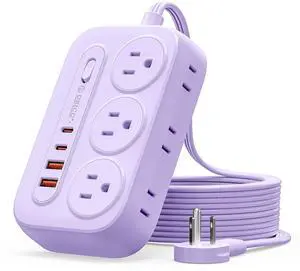 Surge Protector Power Strip, PD20W Multiple Outlets Extension Cord with 6 AC Outlets and 4 USB Charging Ports (2 USB-C), 45° Flat Plug, 10 Ft Mountable Outlet Extender for Home/Office/Dorm - OG Surge Protector Power Strip, PD20W Multiple Outlets Extension Cord with 6 AC Outlets and 4 USB Charging Ports (2 USB-C), 45° Flat Plug, 10 Ft Mountable Outlet Extender for Home/Office/Dorm - OG