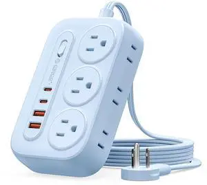 Surge Protector Power Strip, PD20W Multiple Outlets Extension Cord with 6 AC Outlets and 4 USB Charging Ports (2 USB-C), 45° Flat Plug, 5 Ft Mountable Outlet Extender for Home/Office/Dorm - OG Surge Protector Power Strip, PD20W Multiple Outlets Extension Cord with 6 AC Outlets and 4 USB Charging Ports (2 USB-C), 45° Flat Plug, 5 Ft Mountable Outlet Extender for Home/Office/Dorm - OG