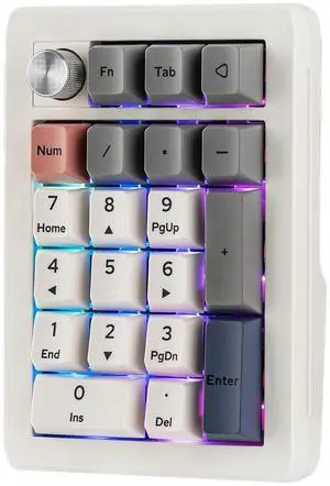 EK21 VIA Gasket Number Pad w/ 1000mAh Battery, BT 5.0/2.4GHz/Wired | Hot-Swap Numpad with Aluminum Alloy knob, Programmable for Win/Mac/Gaming (Retro White, Wisteria V2 Switch) EK21 VIA Gasket Number Pad w/ 1000mAh Battery, BT 5.0/2.4GHz/Wired | Hot-Swap Numpad with Aluminum Alloy knob, Programmable for Win/Mac/Gaming (Retro White, Wisteria V2 Switch)